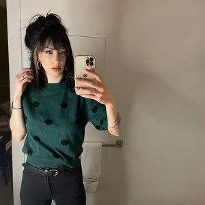 Green And Black Polka Dot Sweater